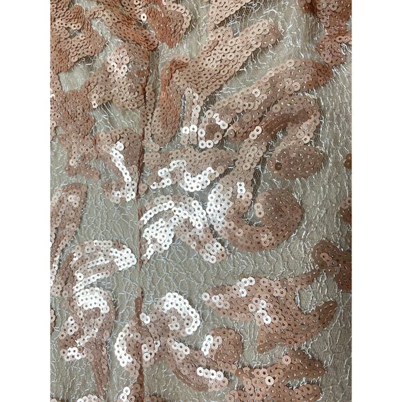 JS COLLECTIONS DRESS 2 GOLD SEQUIN FALL WEDDING GUEST SHORT COCKTAIL LACE - Picture 10 of 16